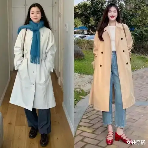 韩国女生太会穿,首尔街拍上演风衣大秀,妆容精致穿出高级感