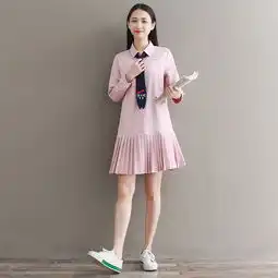 实拍9501春装新款粉色连衣裙女甜美可爱衬衫裙小个子早春裙子