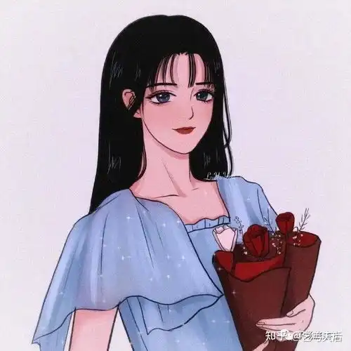 手绘女生头像卡通黑白冷