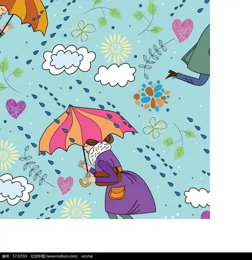 冒雨前进的女人卡通插画素材eps免费下载红动网