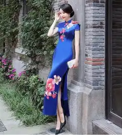 幽蓝缀珠花,做最优雅的女人,穿最美丽的旗袍