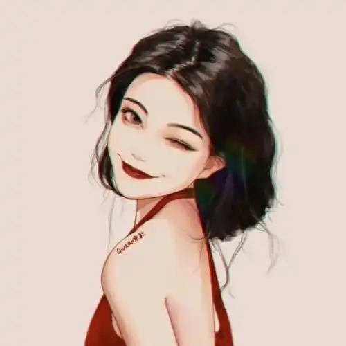 手绘黑白头像女原画师
