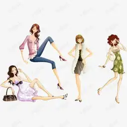 漫画时尚穿着美女矢量素材图片免费下载高清卡通手绘psd千库网图片编号7849721
