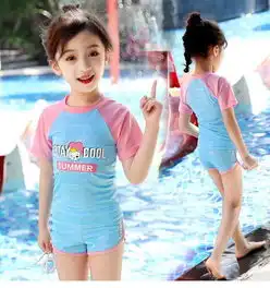 儿童泳衣女分体运动泳装女童宝宝中大童可爱游泳衣公主泡温泉女