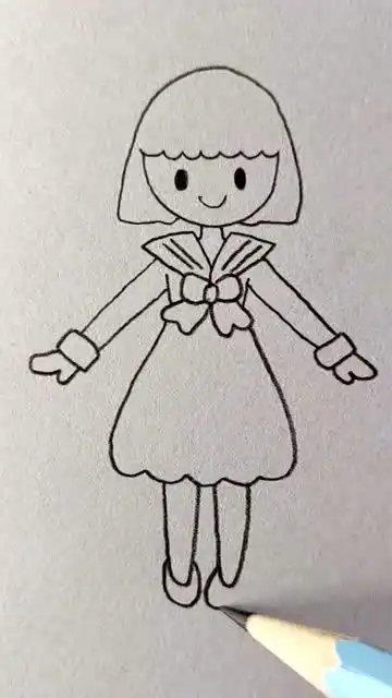 画可爱的小女孩