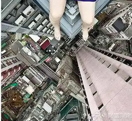 女摄影师高楼边缘自拍俯瞰全景