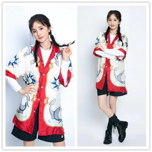 张子枫欧阳娜娜美成姐妹花,夏天穿花衬衫的女孩,好吸睛