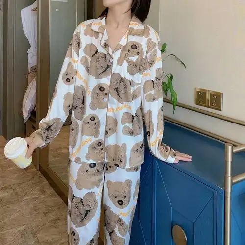 牛奶丝韩版宽松ins风甜美可爱卡通长袖家居服