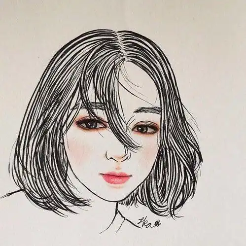 手绘,彩铅插画,女孩,头像图片来源于网堆糖,美好生活研究所