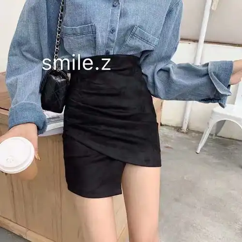 春夏新款黑色半身裙高腰不规则裙子韩版包臀裙短裙显瘦a字裙女装