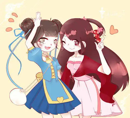 迷你世界手绘古风少女二人组