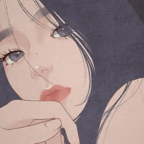 纯欲风女生侧脸头像手绘