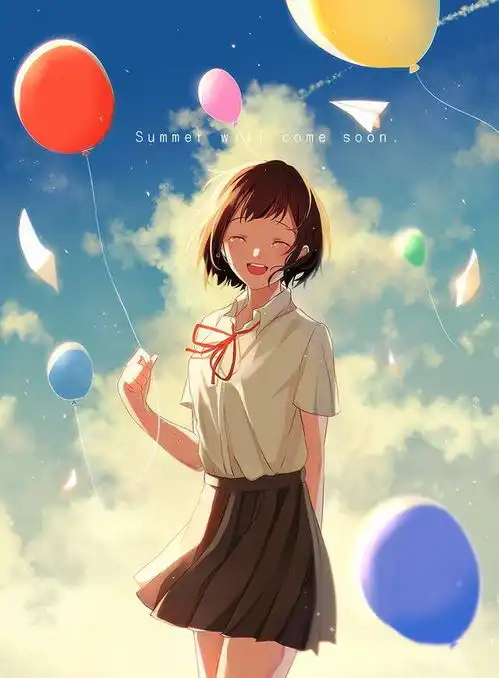 气球女孩那些动漫里的拿着气球女孩
