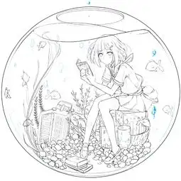 手绘插画线稿手稿黑白素材