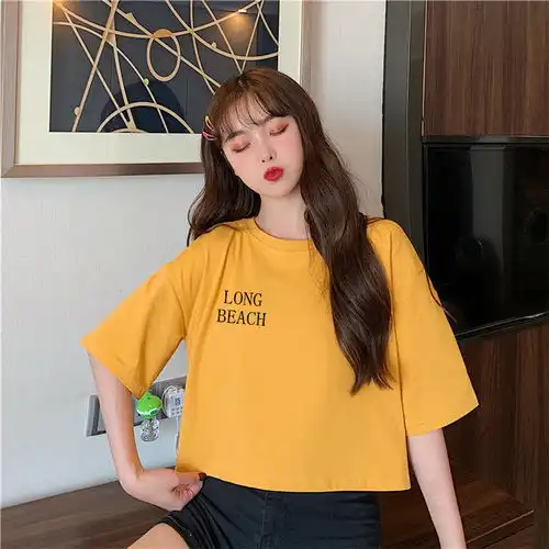 短袖t恤女嘻哈bf原宿风2020新款夏装韩版宽松短款女生上衣服潮ins