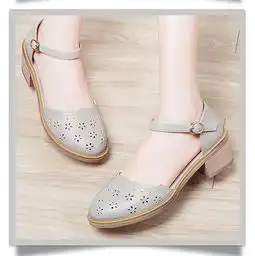 百年纪念1411春季新款女鞋子韩版一字扣文艺镂空单鞋女