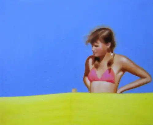 绘画夏日海风与比基尼女孩
