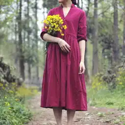 布觉春秋款森女日系五分袖连衣裙文艺范宽堆糖,美图壁纸兴趣社区