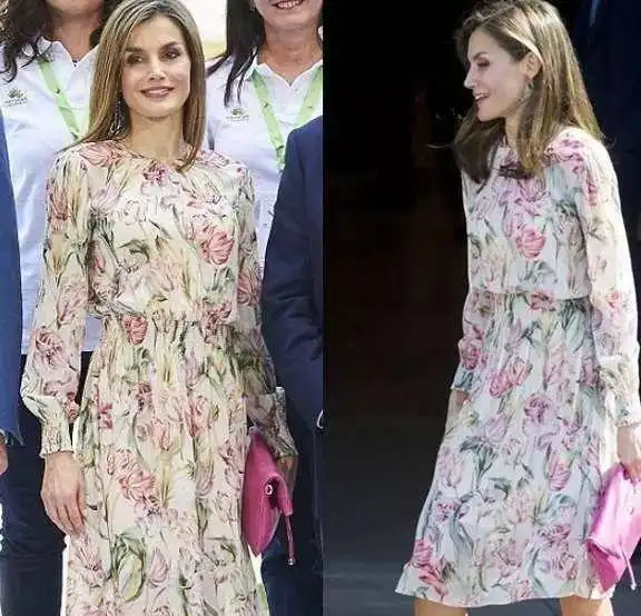 西班牙王后真会穿中国风刺绣裙仙气飘飘,知道价格后我想穿同款