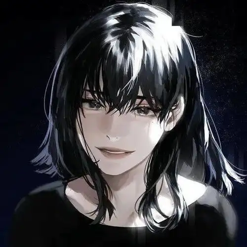 手绘女生头像卡通黑白黑