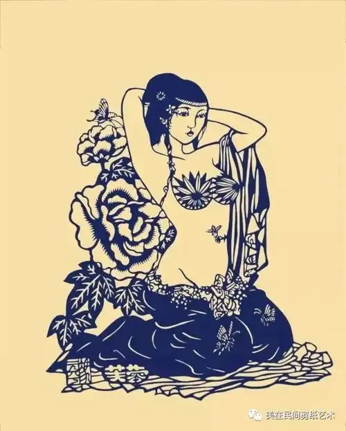 美人如花隔云端冯元平老师美女剪纸欣赏