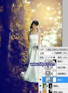 photoshop打造漂亮的蓝黄色秋季树林婚片教程