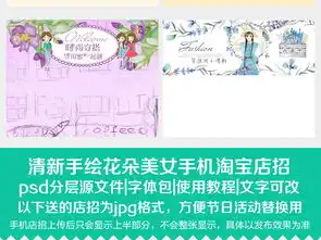 手绘美女手机淘宝店招无线装修首页招牌模板图片设计素材高清psd下载66.72mb淘宝店招大全