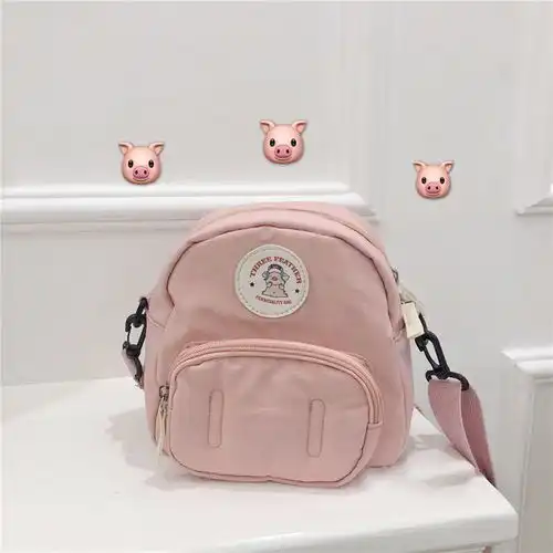 日韩ins粉色少女心可爱k卡通猪猪斜挎包学生外出手机包土酷蹦迪风