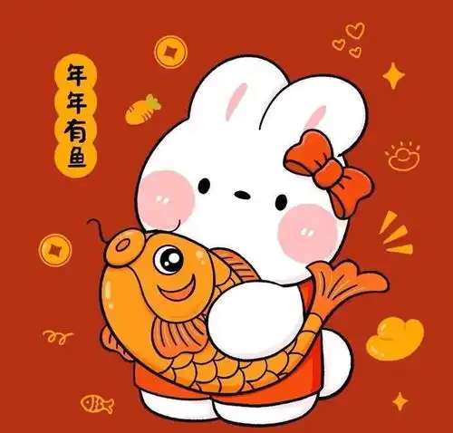 可爱兔兔新春送祝福喜庆头像之插画版