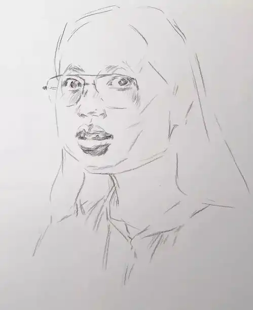素描教程教你画戴眼镜的长发女青年素描头像,还不速来学习......