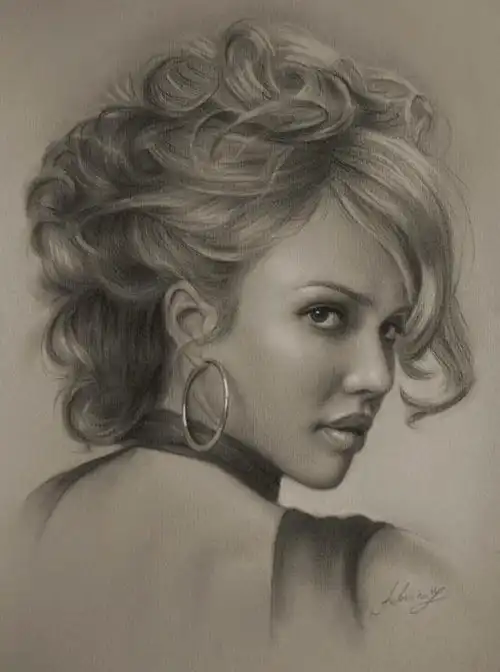铅笔画的美女肖像看了还想看,太美了