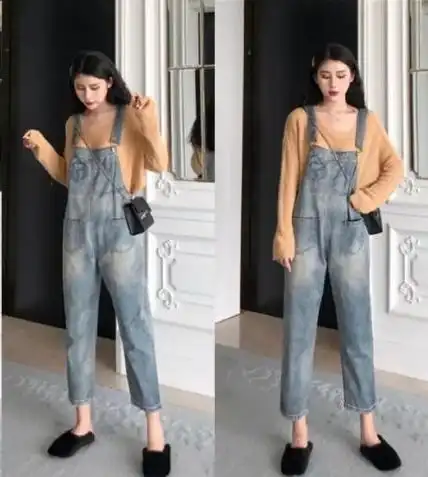 快来学学,如何将简单的背带裤穿出淑女气质