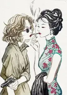 插画女头像酷春心荡漾