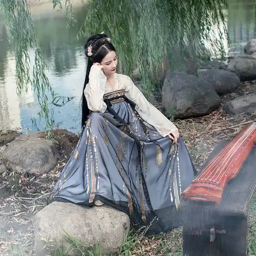 中国风澜珊大袖衫古装日常彼岸花学生长款齐胸汉服仙女儒裙套装