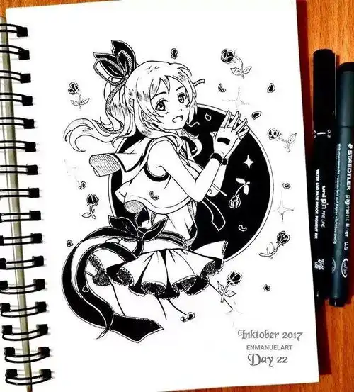 二次元少女头像真人线稿