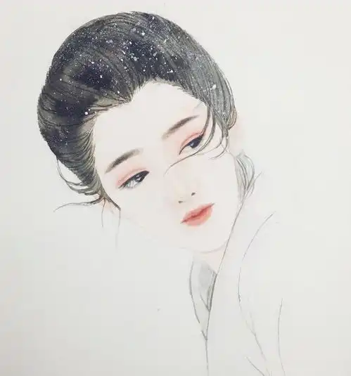 让人陶醉的古风美女水彩手绘插画图片白岫古韵网盈盈一笑我自韶华