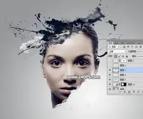photoshop制作水墨喷溅效果的美女头像
