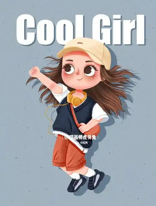 插画可爱的大眼睛小女孩儿