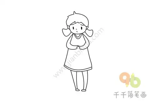 伤心的小女孩简笔画步骤图