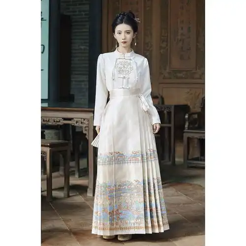 茵杜马面裙全套新中式连衣裙2024汉服女装中国风改良旗袍裙子399红色马面裙xs
