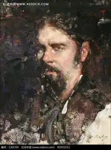 长发长胡须的男人头像油画图片1365399书画文字