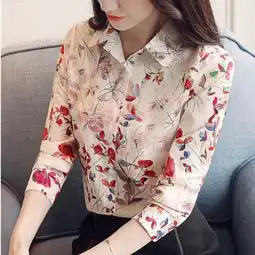 雪纺衫上衣女清新碎花气质宽松显瘦印花韩版女装上衣衬衫9315