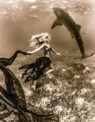 美摄影师在菲律宾海底拍摄鲸鲨和超模共舞