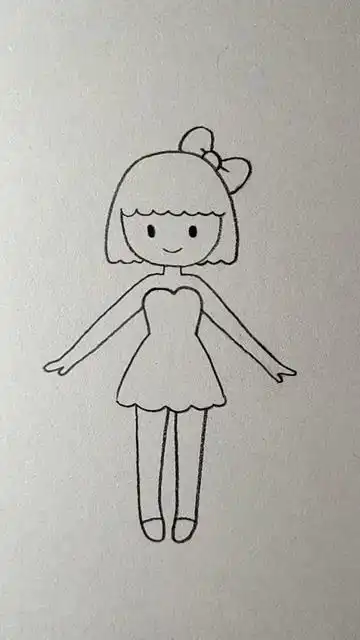 画个可爱的小女孩,几笔就完成了