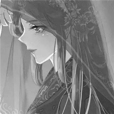 古风动漫情头黑白漫画一对