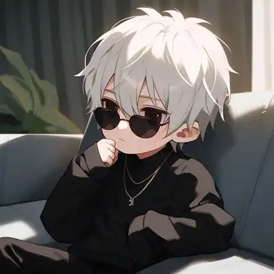2023最新冷酷银发黑衣戴墨镜男生卡通动漫头像我要个性网