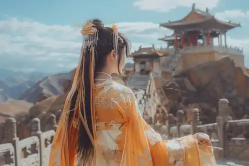 古风气质美女背影摄影图摄影图