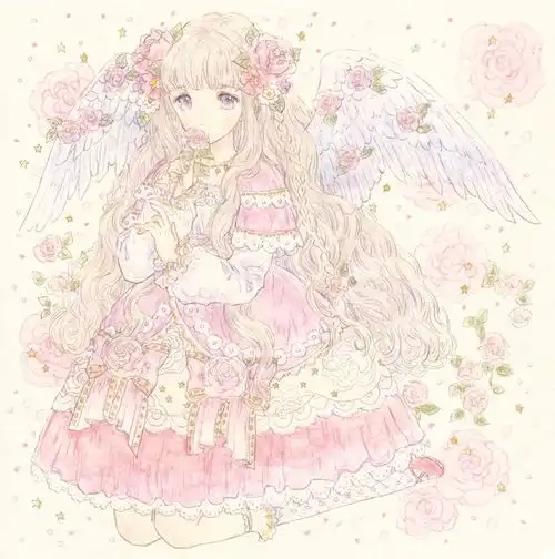 洛丽塔日系华丽复古动漫少女插画素材