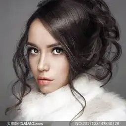 皮草冬装黑发美女人物摄影高清图片