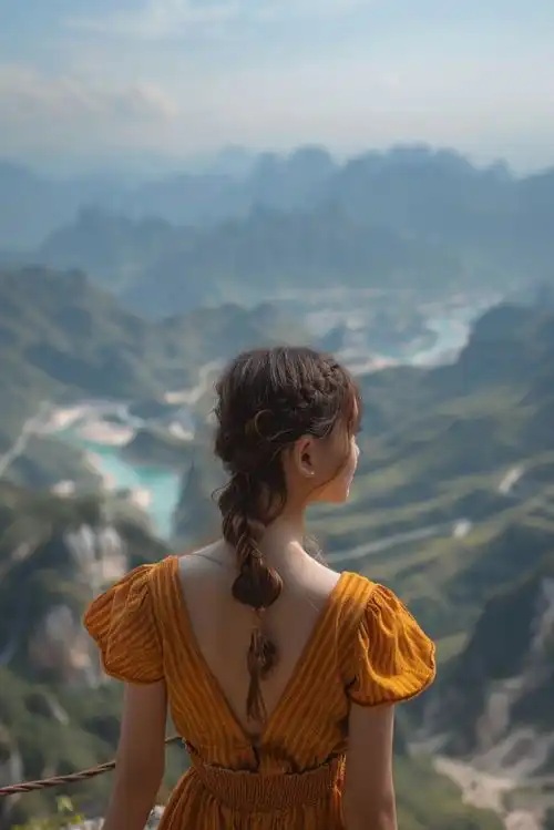 自然风景趣味女孩背影摄影图下载至来源处